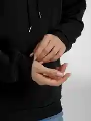 Черный худи женский с капюшоном, мужской