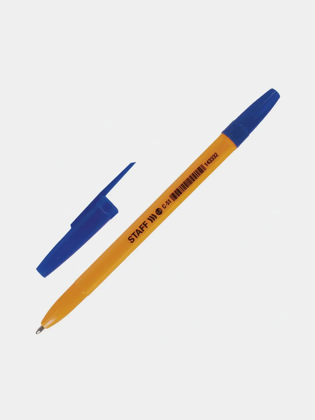 Ручка шариковая STAFF ORANGE C-51, синяя, 50 штук, линия 0,5 мм