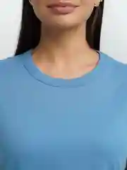 Голубой футболка женская, базовая, хлопок