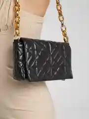 Черный женская сумка через плечо с цепью