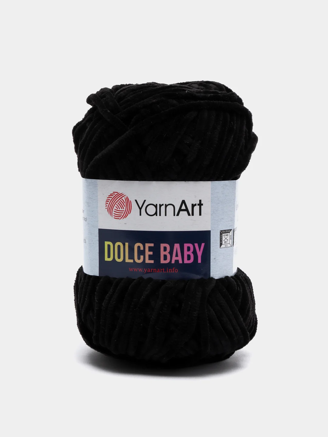 Черный пряжа плюшевая YarnArt "Dolce Baby", 100% микрополиэстер, 50 г, 85 м