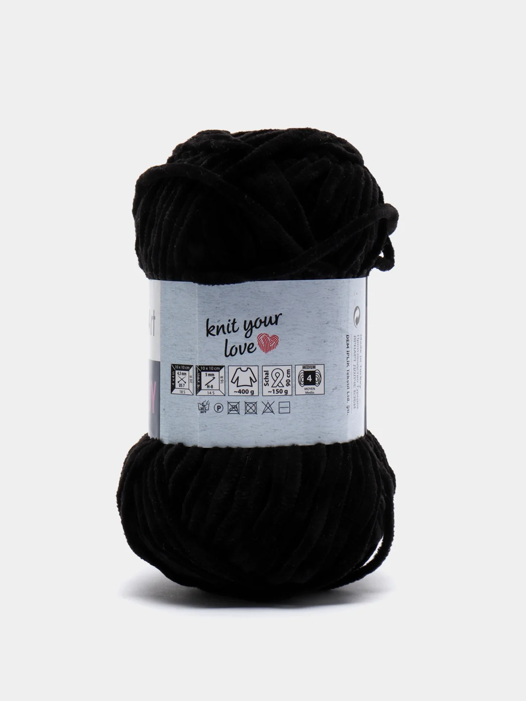 Черный пряжа плюшевая YarnArt "Dolce Baby", 100% микрополиэстер, 50 г, 85 м