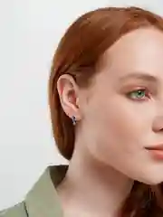 Синий серьги "Звёздочка" с фианитами Preciosa, серебрение
