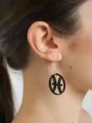 Черный серьги-подвески "Знак зодиака Рыба"