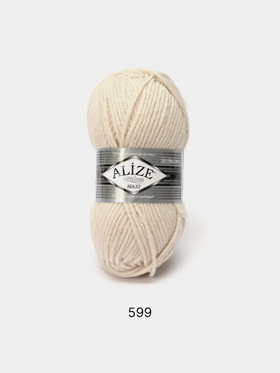 Слоновая кость пряжа Alize Superlana Maxi 75% Акрил 25% Шерсть 100г 100м