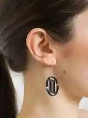 Черный серьги-подвески знак зодиака "Близнецы"