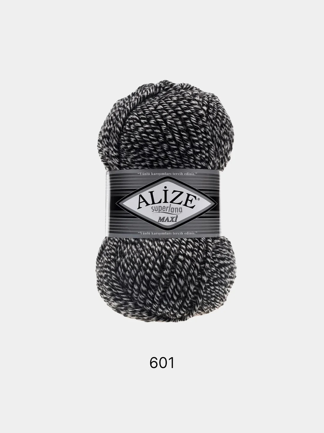 Черный пряжа Alize Superlana Maxi 75% Акрил 25% Шерсть 100г 100м