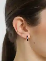 Серьги "Minimal" с эмалью и фианитами, серебрение
