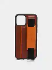Коричневый чехол кожаный на iPhone 11 / 12 / 13 Pro Max с держателем-подставка айфон карты