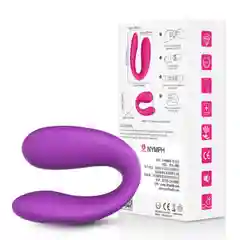 Фиолетовый вибратор U типа, двойной - анальный и вагинальный, 18+