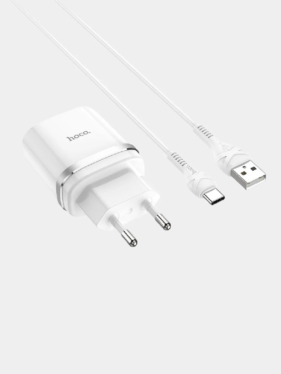 Белый cетевое зарядное устройство Hoco C12Q Type-C 3.0A, 18W, быстрая зарядка, 1 м