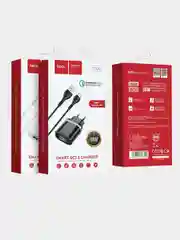 Белый cетевое зарядное устройство Hoco C12Q Type-C 3.0A, 18W, быстрая зарядка, 1 м