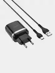 Черный cетевое зарядное устройство Hoco C12Q Type-C 3.0A, 18W, быстрая зарядка, 1 м