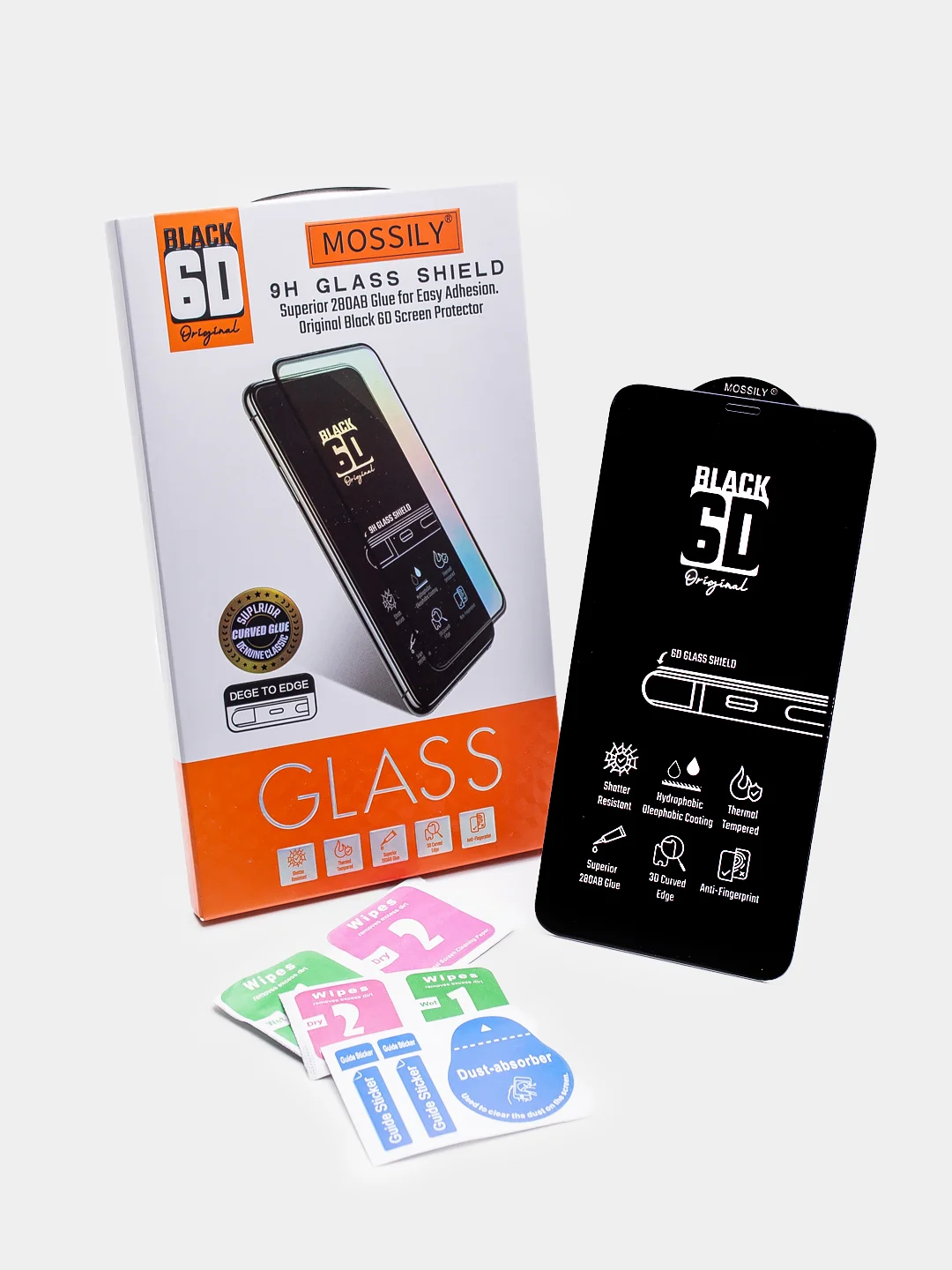 Черный стекло iPhone 6 / 6S / 6 Plus / 6S Plus / SE / 7 / 8 / 7 Plus / 8 Plus Mossily 6D