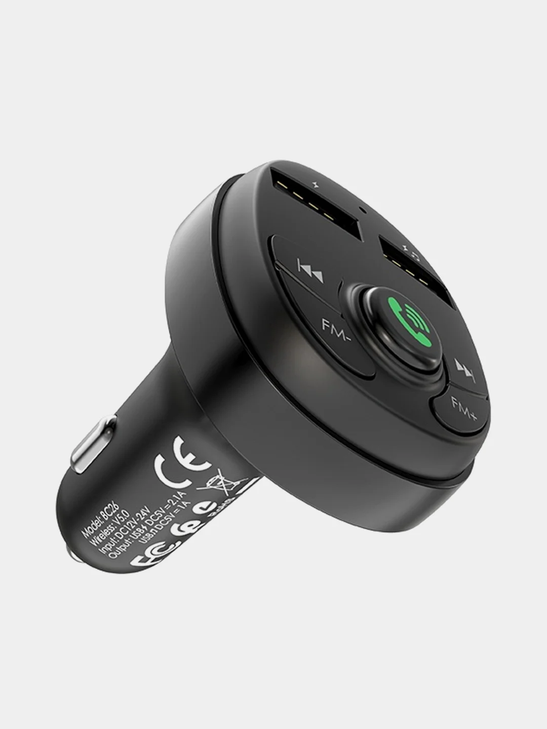 FM модулятор-трансмитер Bluetooth Borofone BC26, 2 USB, черный