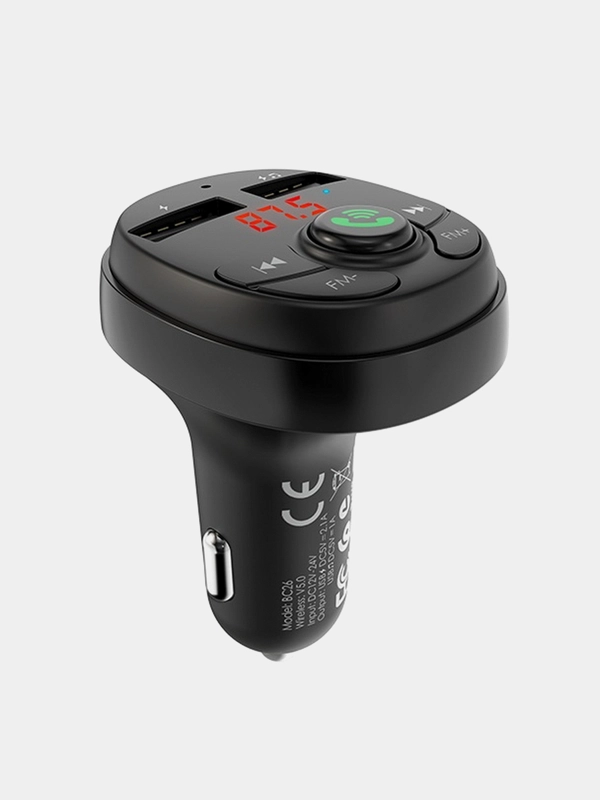 FM модулятор-трансмитер Bluetooth Borofone BC26, 2 USB, черный