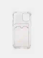 Серый чехол c карманом для карт iPhone 7 8 Plus X XS XR 11 Pro Max 12 13 mini 14 прозрачный