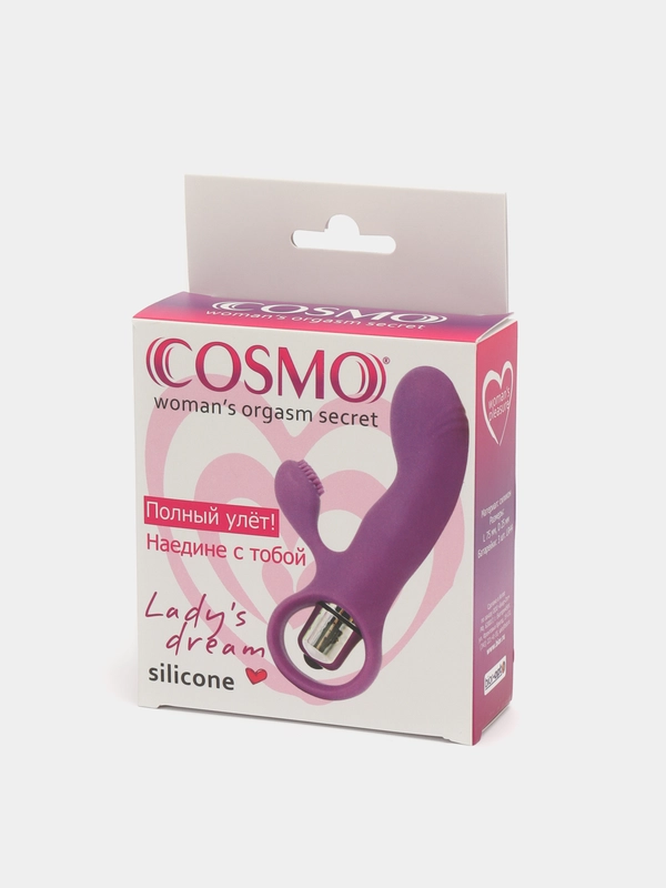 Фиолетовый вибромассажер-вибратор Cosmo с покрытым усиками клиторальным стимулятором