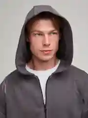 Угольный худи мужское на молнии, оверсайз, без начеса