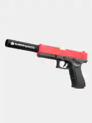 Красный пистолет GLOCK-18, с глушителем, выброс гильз