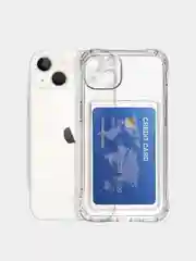 Чехол с карманом для карт на iPhone XR, 11, 12, 13, Pro, Pro Max, ХР+, прозрачный силикон