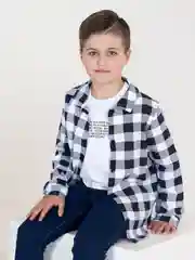 Белый рубашка в клетку для подростков, унисекс
