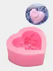 Розовый молд силиконовый 3D "Сердечко с розами"
