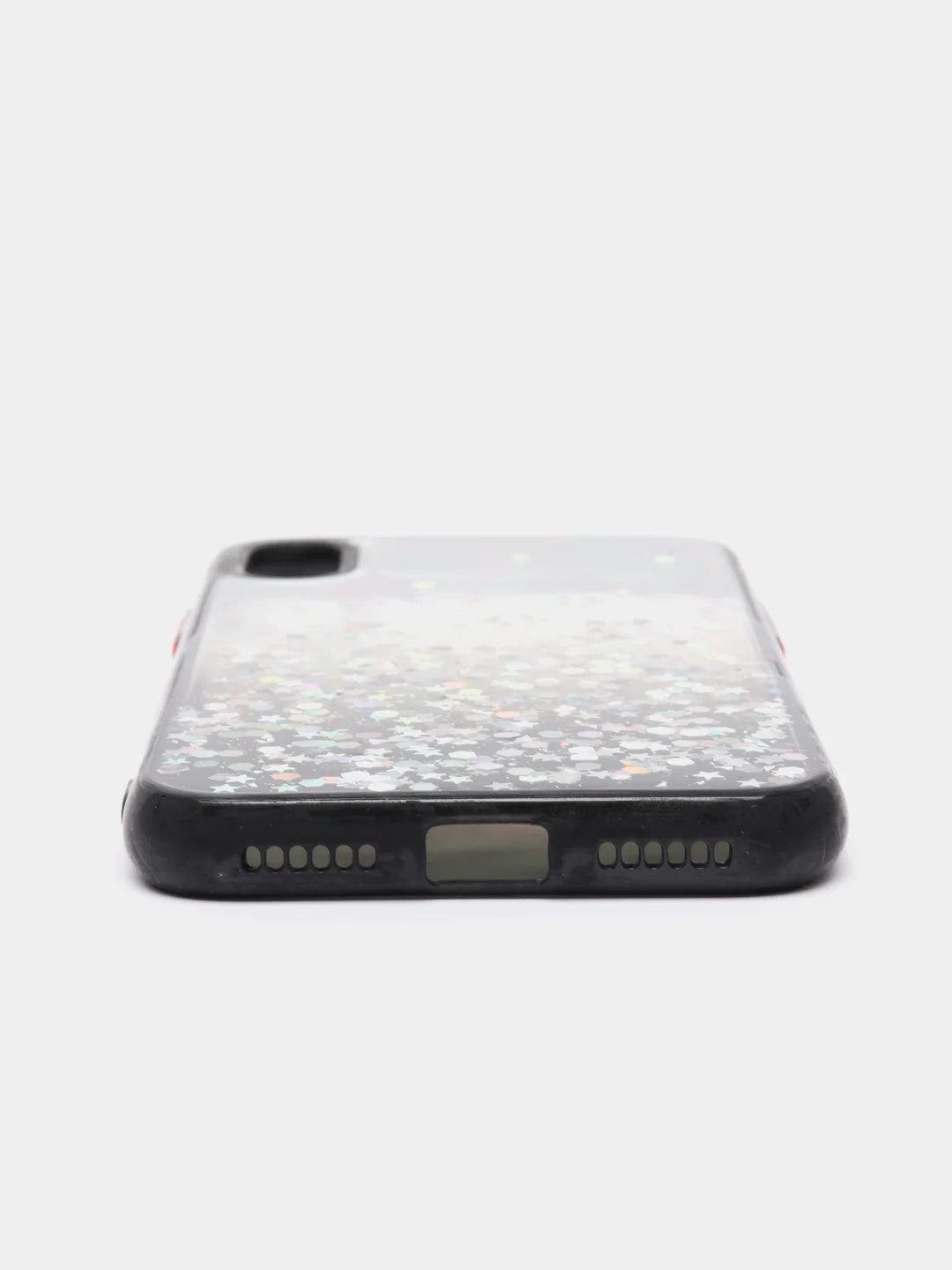 Черный чехол для iPhone X/XS с блестками, силиконовый
