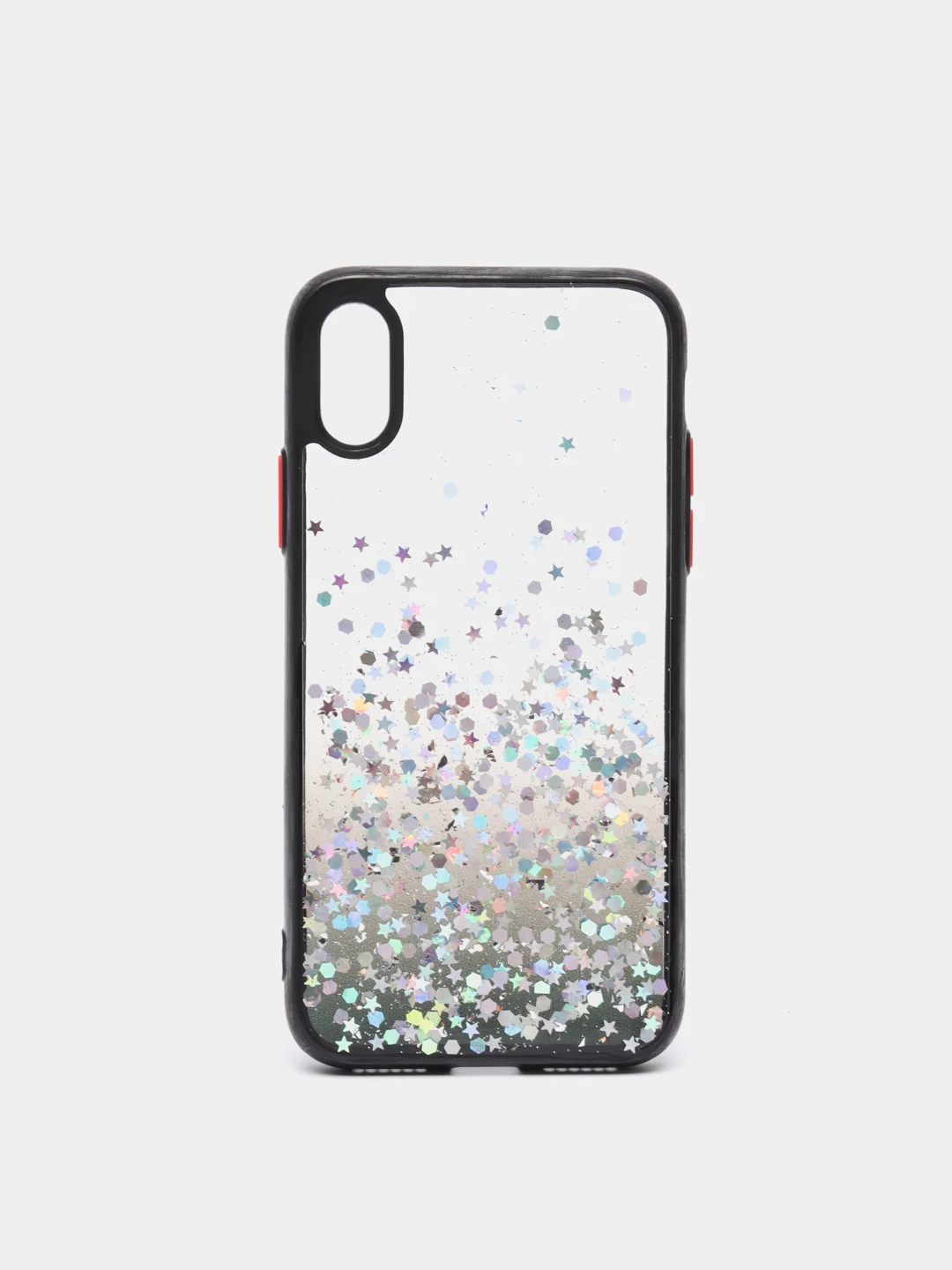 Черный чехол для iPhone X/XS с блестками, силиконовый