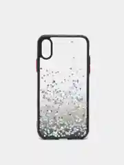 Черный чехол для iPhone X/XS с блестками, силиконовый