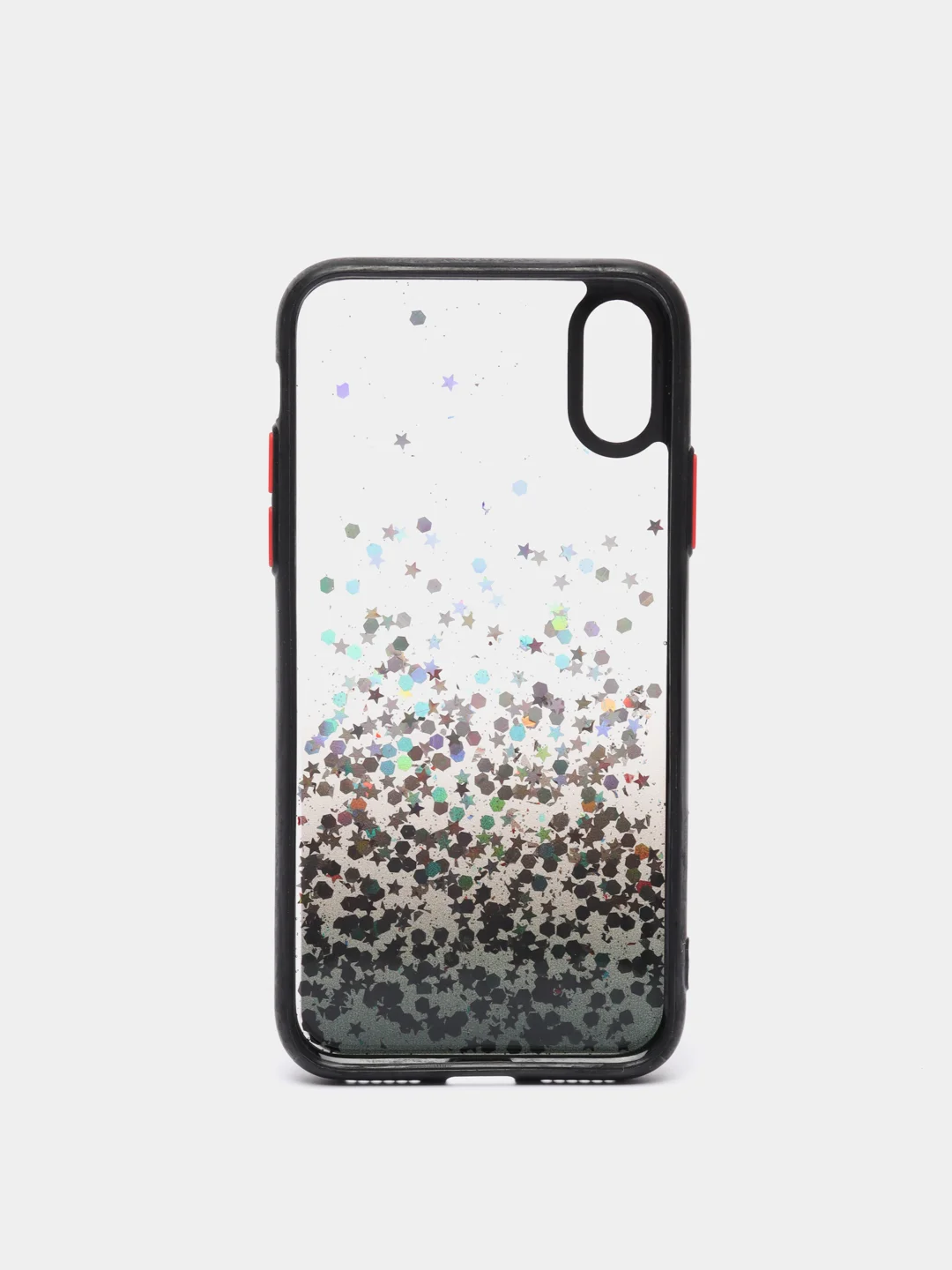 Черный чехол для iPhone X/XS с блестками, силиконовый