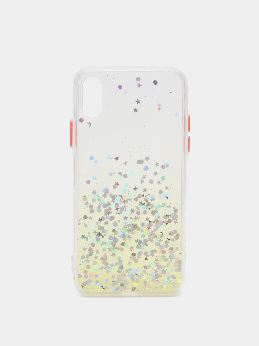 Желтый чехол для iPhone X/XS с блестками, силиконовый