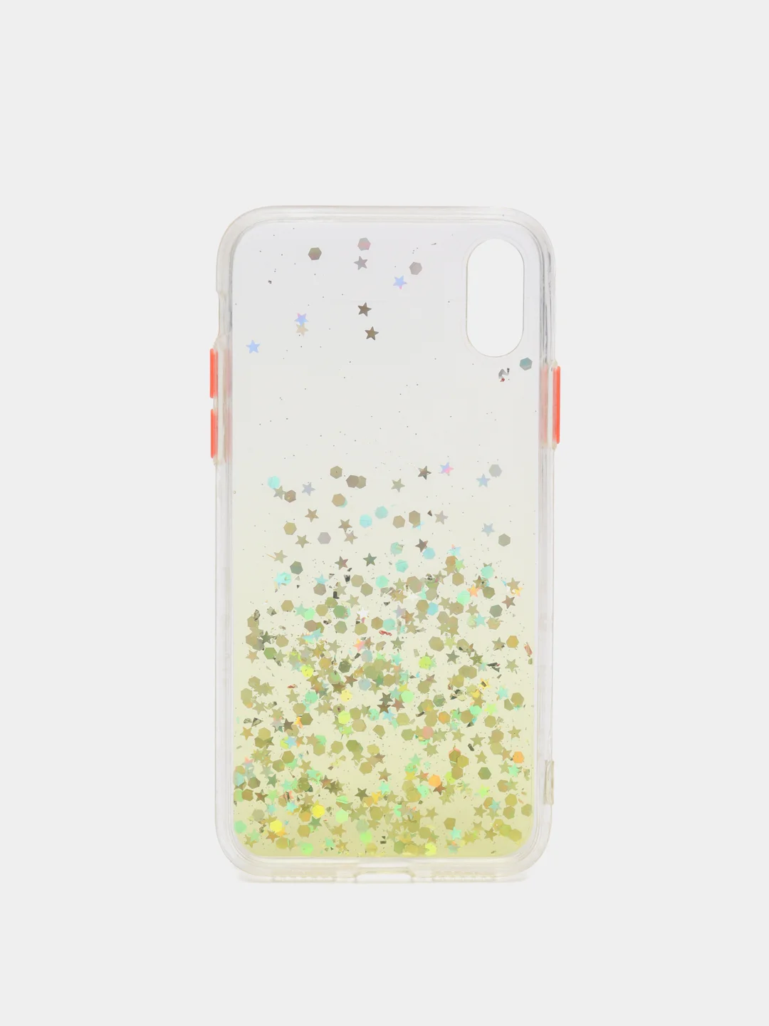 Желтый чехол для iPhone X/XS с блестками, силиконовый