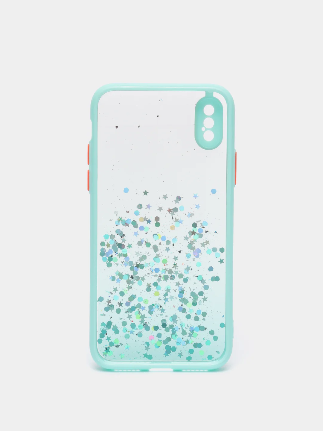 Бирюзовый чехол для iPhone X/XS с блестками, силиконовый