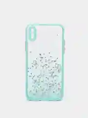 Бирюзовый чехол для iPhone X/XS с блестками, силиконовый