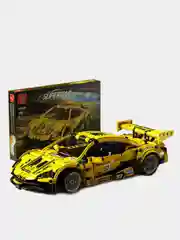 Желтый конструктор "Гоночная машина Supercar", с инерционным механизмом