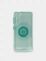 Бирюзовый чехол Samsung Galaxy S21 прозрачный, силиконовый, с кольцом-держателем