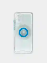 Голубой чехол для Samsung Galaxy A02s, Галакси А02с прозрачный, силиконовый, с кольцом-держателем