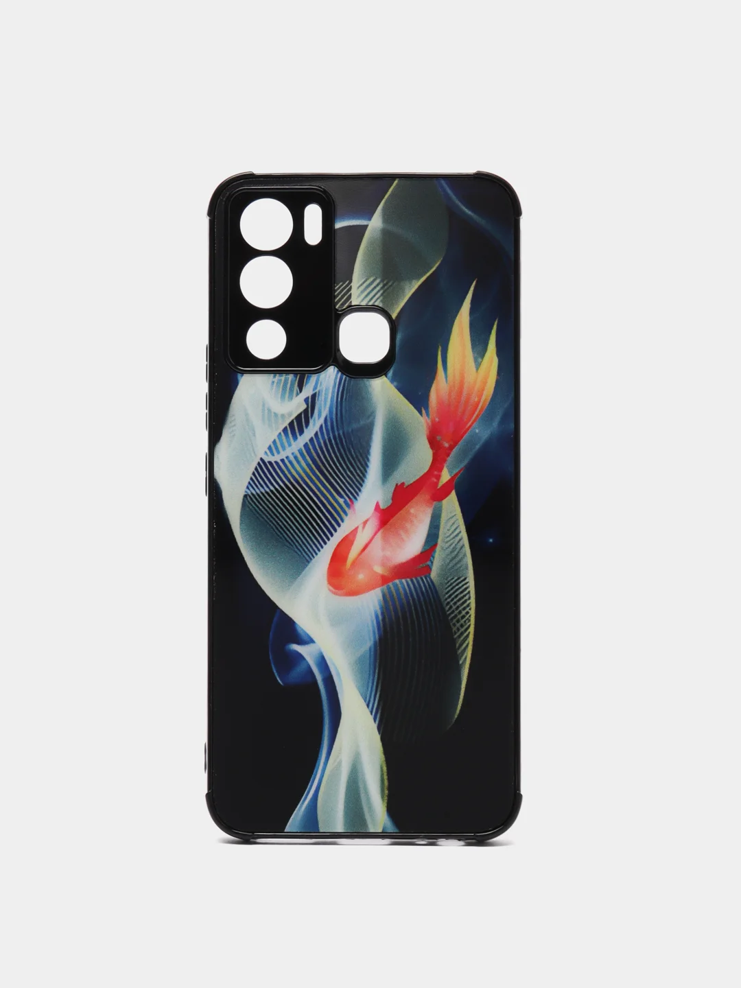 Синий меланж чехол для Infinix HOT 12I с рисунками и с защитой камеры