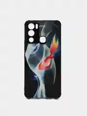 Синий меланж чехол для Infinix HOT 12I с рисунками и с защитой камеры