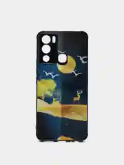 Синий меланж чехол для Infinix HOT 12I с рисунками и с защитой камеры
