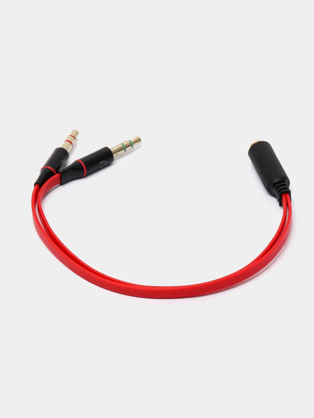 Красный инвертор Переходник Адаптер Mini Jack 3.5 "мама"(микрофон и наушники) на 2xMini Jack 3.5