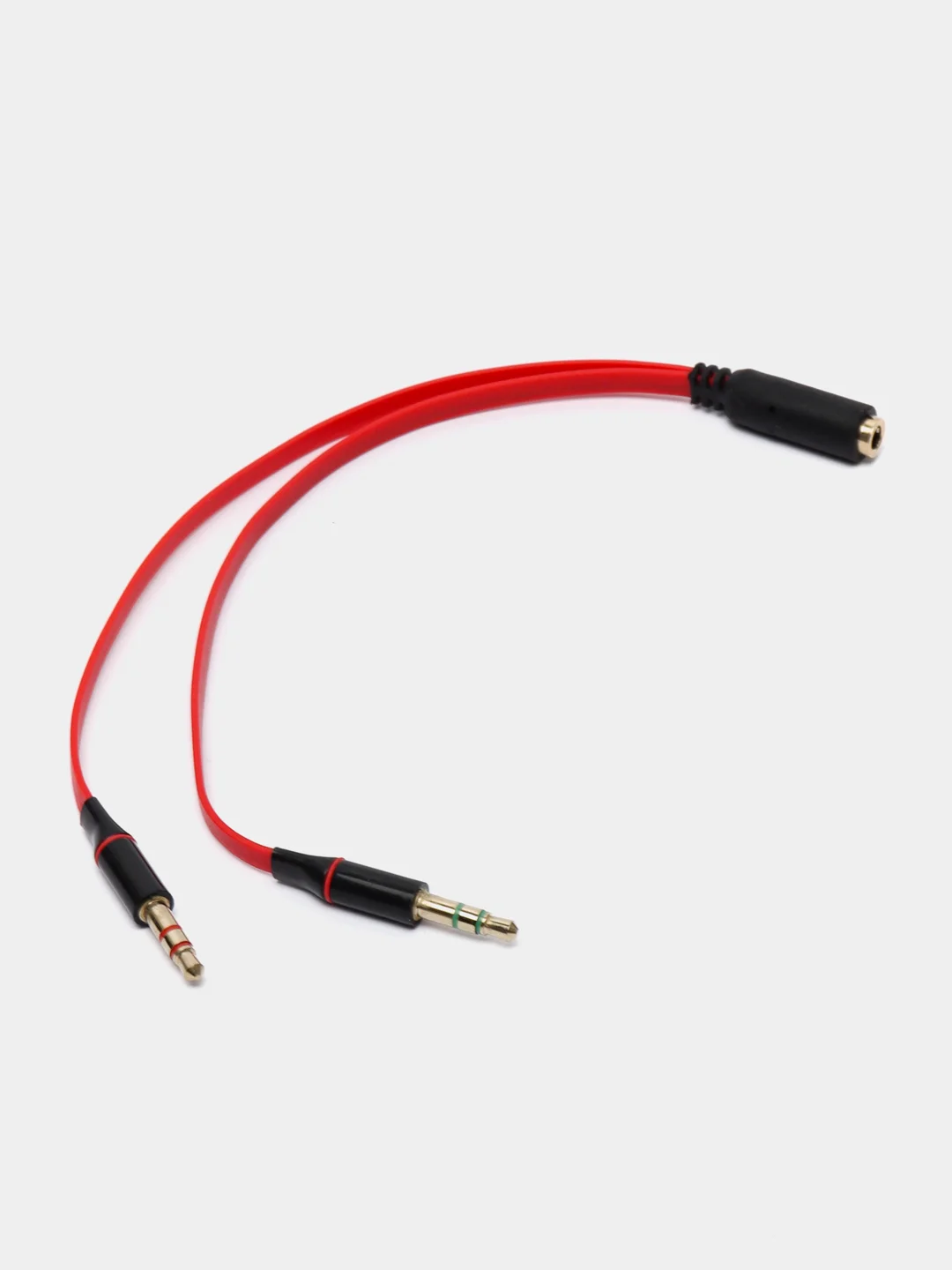 Красный инвертор Переходник Адаптер Mini Jack 3.5 "мама"(микрофон и наушники) на 2xMini Jack 3.5
