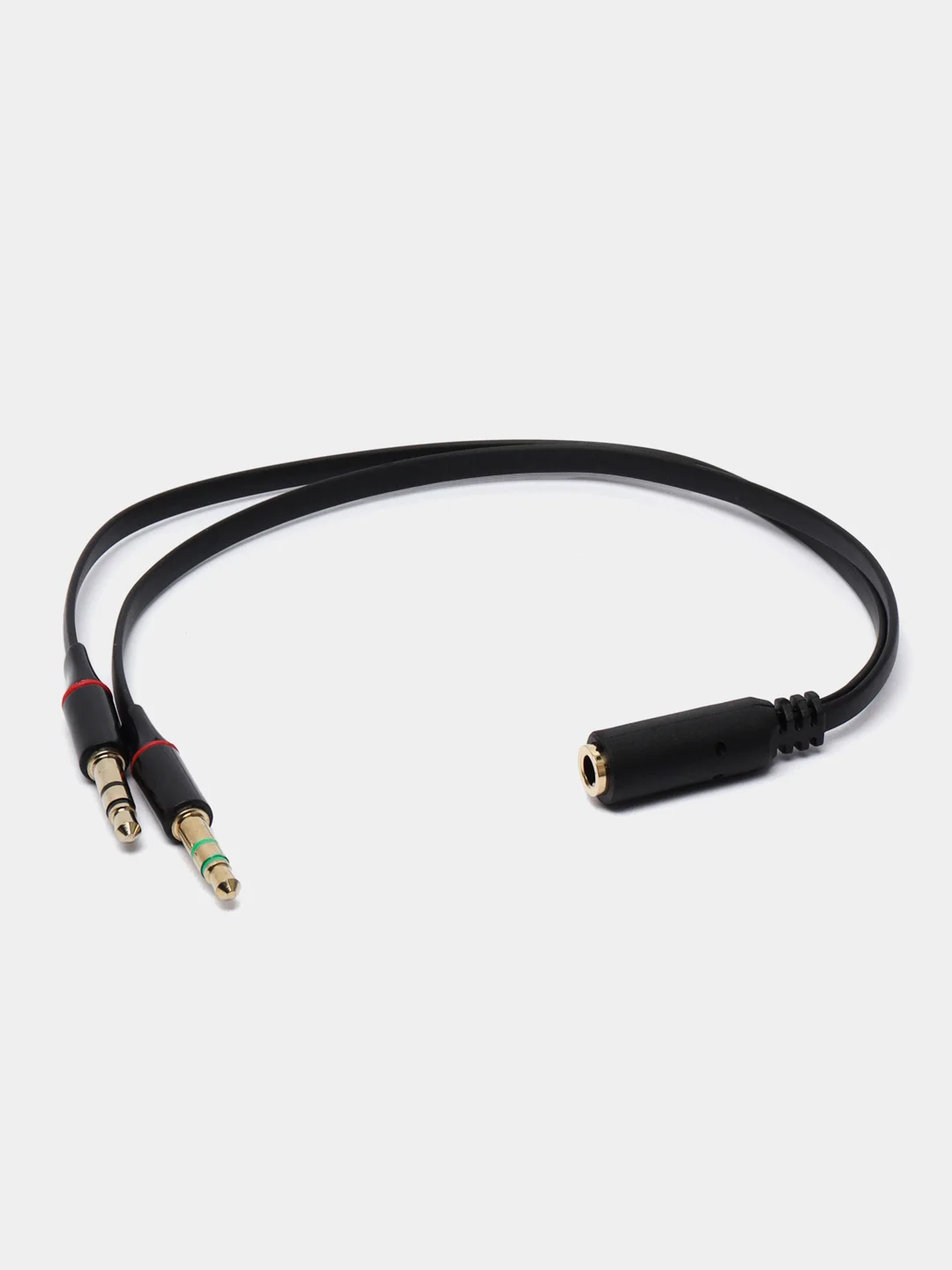 Черный инвертор Переходник Адаптер Mini Jack 3.5 "мама"(микрофон и наушники) на 2xMini Jack 3.5