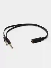 Черный инвертор Переходник Адаптер Mini Jack 3.5 "мама"(микрофон и наушники) на 2xMini Jack 3.5