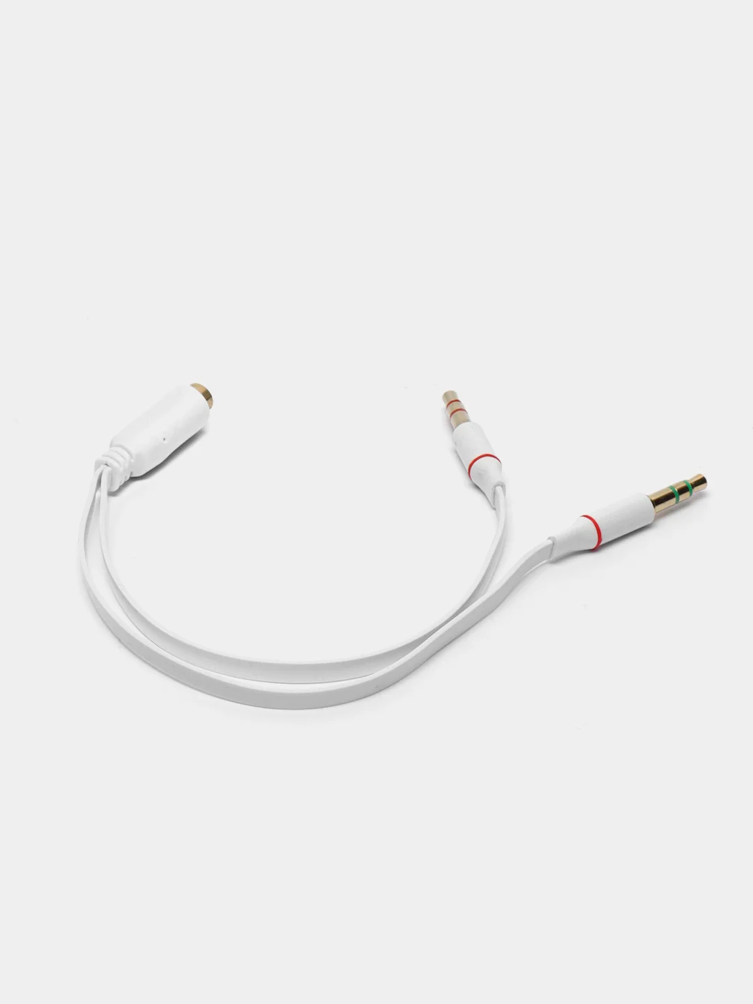 Белый инвертор Переходник Адаптер Mini Jack 3.5 "мама"(микрофон и наушники) на 2xMini Jack 3.5