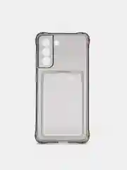 Черный чехол Samsung Galaxy S21 FE прозрачный противоударный с карманом для карты силиконовый