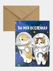 Открытка-валентинка "Ты моя вселенная", в крафтовом конверте