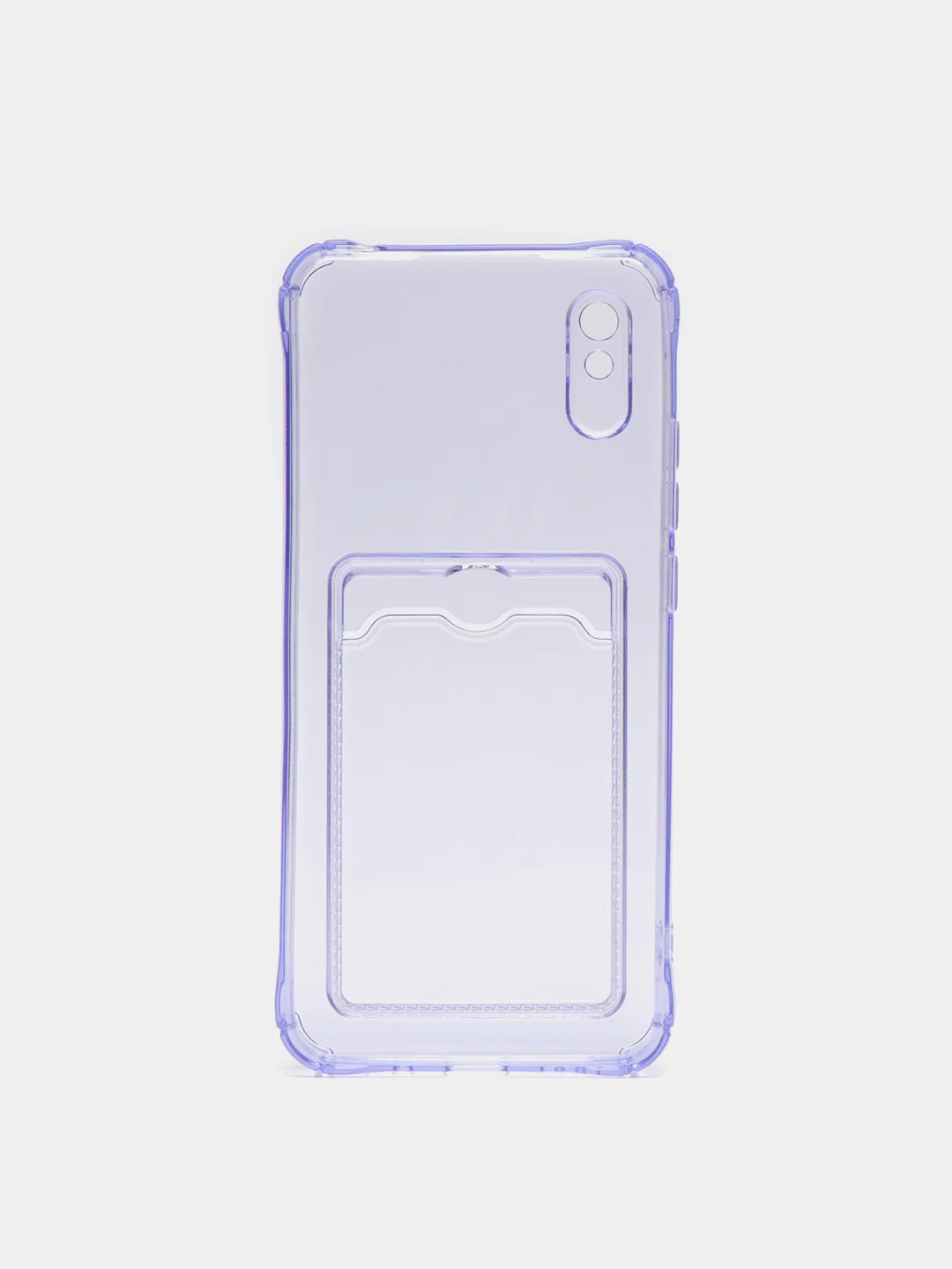 Фиолетовый чехол для Xiaomi Redmi 9A, Сяоми Редми 9А прозрачный, противоударный, с карманом для карты