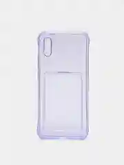 Фиолетовый чехол для Xiaomi Redmi 9A, Сяоми Редми 9А прозрачный, противоударный, с карманом для карты